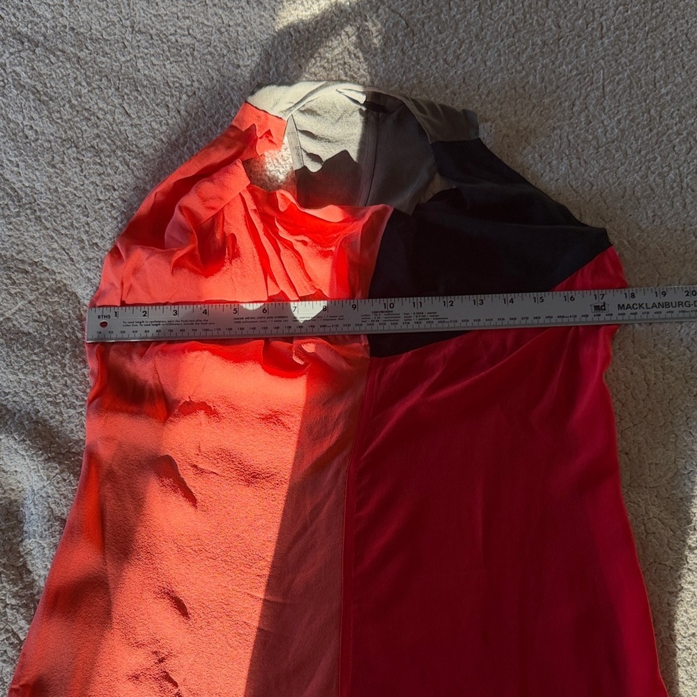 Alexander Wang Coral and Black Colorblock Mini Dress 100% Silk Size 8 - Picture 6 of 7